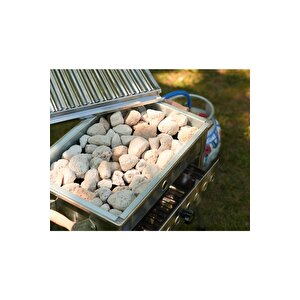 Tüplü Mangal Lav Taşlı Krom 45cm Izgara Paslanmaz