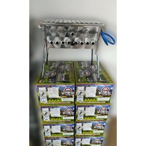 Tüplü Mangal Lav Taşlı Krom 45cm Izgara Paslanmaz