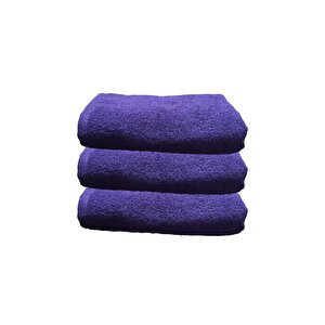 3 Lü Paket Boya Tutmayan Mikrofiber El Yüz Spor Kuaför Havlusu 50x90 Cm Mor
