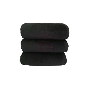 3 Lü Paket Boya Tutmayan Mikrofiber El Yüz Spor Kuaför Havlusu 50x90 Cm Siyah