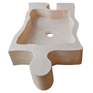 Light Traverten Dolgulu Honlu Puzzle Çanak Lavabo Ntrvs02