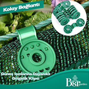 50 Adet Yeşil Gölgelik Klipsi  Uv Katkılı ( Güneşe Dayanıklı ) Bsr Garden