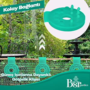 50 Adet Yeşil Gölgelik Klipsi  Uv Katkılı ( Güneşe Dayanıklı ) Bsr Garden