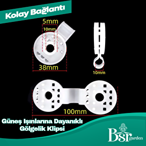 500 Adet Beyaz Gölgelik Klipsi  Uv Katkılı ( Güneşe Karşı Dayanıklı ) Bsr Garden