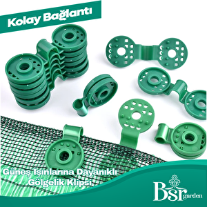 250 Adet Yeşil Gölgelik Klipsi  Uv Katkılı ( Güneşe Dayanıklı ) Bsr Garden