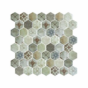 Hexagon Dijital Baskılı Cam Mozaik Fbdj 055