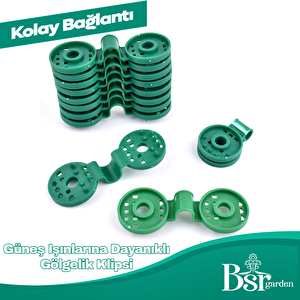 500 Adet Yeşil Gölgelik Klipsi Uv Katkılı ( Güneşe Dayanıklı ) Bsr Garden