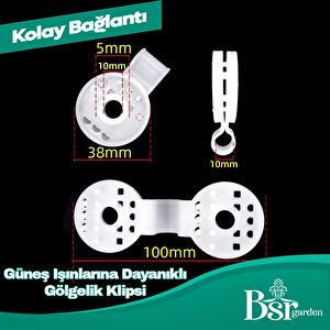 250 Adet Beyaz Gölgelik Klipsi Uv Katkılı ( Güneşe Karşı Dayanıklı )  Bsr Garden