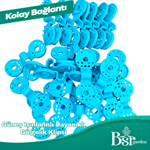 100 Adet Mavi Gölgelik Klipsi Bsr Garden Uv Katkılı
