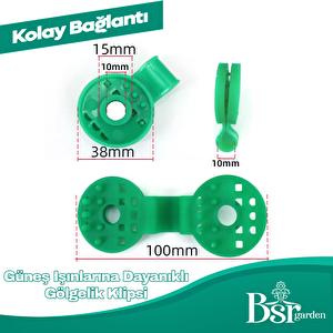 100 Adet Gölgelik Klipsi Yeşil Uv Katkılı ( Güneşe Dayanıklı )  Bsr Garden