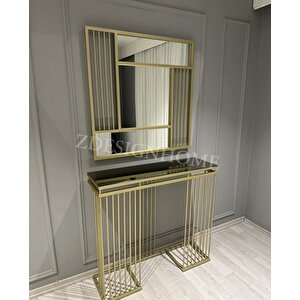 90 Cm Ayna + 90x30x100 Cm Dresuar Gold ( Raf Bronz Aynadır)
