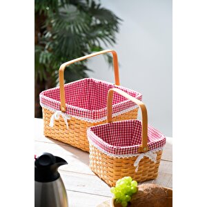 Wicker 2 Li Hasır Kare Piknik Sepeti