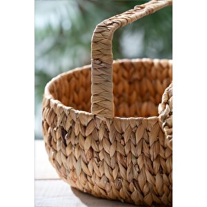 Wicker Kapaklı Hasır Piknik Sepeti - 38 Cm