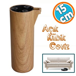 Mobilya Kapsül Ayak Yükseltici Kanepe Tv Ünitesi Koltuk Ayağı Baza Ayakları Açık Kübik Ceviz 15 Cm