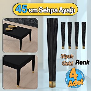 Elit Plastik Sehpa Ayağı 45 Cm Mobilya Ayak Zigon Siyah Altın Renk Ayak Mutfak Yemek Masası 4 Adet