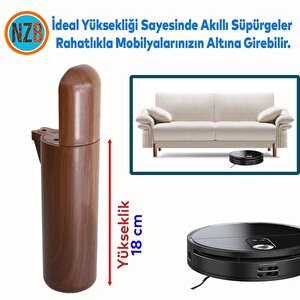 Mobilya Yükseltici Kanepe Tv Ünitesi Koltuk Ayağı Baza Ayakları Ahşap Desenli Kahverengi Ceviz 18 Cm