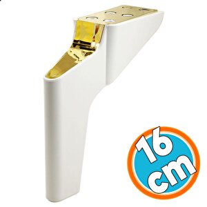 Mobilya Yükseltici Kanepe Sehpa Tv Ünitesi Koltuk Ayağı 16 Cm Beyaz Gold Baza Ayak