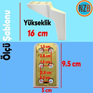 Mobilya Yükseltici Kanepe Sehpa Tv Ünitesi Koltuk Ayağı 16 Cm Beyaz Gold Baza Ayak