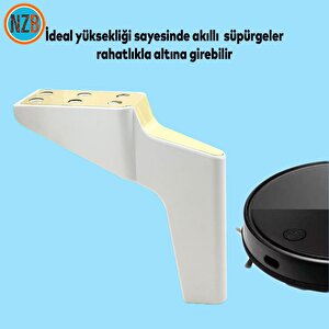 Mobilya Yükseltici Kanepe Sehpa Tv Ünitesi Koltuk Ayağı 16 Cm Beyaz Gold Baza Ayak