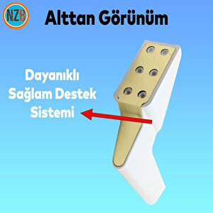 Mobilya Yükseltici Kanepe Sehpa Tv Ünitesi Koltuk Ayağı 16 Cm Beyaz Gold Baza Ayak