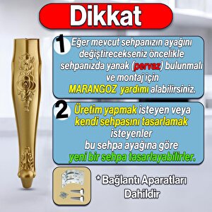 Rosa 4 Adet Plastik Sehpa Ayağı 40 Cm Gold Altın Renk Orta Ayak Zigon Sehpa Mobilya Masa Ayakları