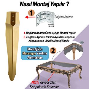 Rosa 4 Adet Plastik Sehpa Ayağı 40 Cm Gold Altın Renk Orta Ayak Zigon Sehpa Mobilya Masa Ayakları