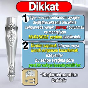 Rosa 4 Adet Plastik Sehpa Ayağı 40 Cm Gümüş Renk Orta Ayak Zigon Sehpa Mobilya Masa Ayakları Gri