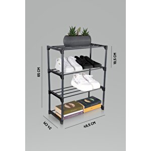 Metal Çok Amaçlı Raf Ayakkabılık Kitaplık Çiçeklik 4 Katlı Organizer