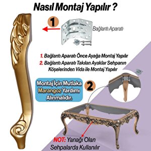 Zade Plastik Sehpa Ayağı 46 Cm Altın Gold Renk 4 Adet Mobilya Zigon Çay Orta Sehpası Ayak Ayakları