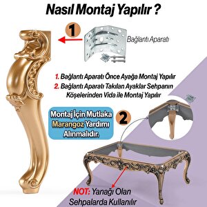 Valenta Plastik Sehpa Ayağı 47 Cm Altın Renk 4 Adet Mobilya Zigon Çay Orta Sehpası Ayak Ayakları