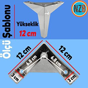 Mobilya Kanepe Sehpa Tv Ünitesi Koltuk Ayağı 12 Cm Krom Renk Baza Ayak