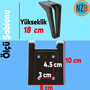 Mobilya Kanepe Sehpa Tv Ünitesi Koltuk Ayağı 18 Cm Siyah Baza Ayak