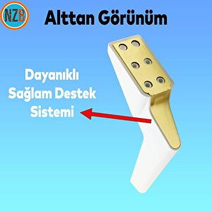 Mobilya Kanepe Sehpa Tv Ünitesi Koltuk Ayağı 19 Cm Beyaz Gold Baza Ayak