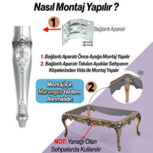 Rosa Plastik Sehpa Ayağı 40 Cm Gümüş Renk Orta Ayak Zigon Sehpa Mobilya Masa Ayakları 1 Adet Gri