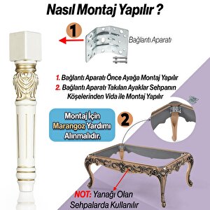 Star Plastik Sehpa Ayağı 44 Cm Krem Altın Renk Orta Ayak Zigon Sehpa Mobilya Masa Ayakları Gold