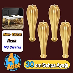 Pırlanta Plastik Sehpa Ayağı 30 Cm Altın Renk 4 Adet Mobilya Orta Sehpası M8 Civatalı Ayak Ayaklar