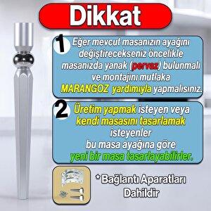 Elips Masa Dresuar Ayağı 75 cm Plastik Gümüş Gri Ayak Mutfak Yemek Masası Mobilya Ayakları Gümüş