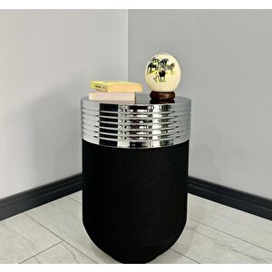 Elegant Dekoratif Krom Darbuka Siyah Sehpa 60cm