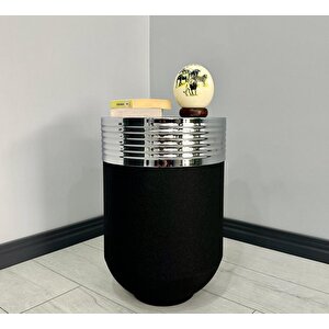 Elegant Dekoratif Krom Darbuka Siyah Sehpa 60cm