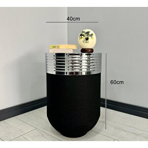 Elegant Dekoratif Krom Darbuka Siyah Sehpa 60cm