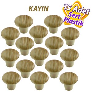 15 Adet Sert Plastik Mantar Düğme Kulp Kayın Dolap Mobilya Mutfak Dolabı Çekmece Kapak Kulpu Kulbu