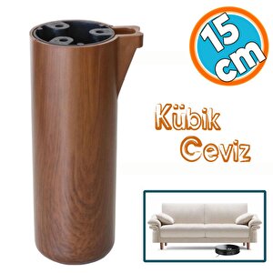 Mobilya Kapsül Ayak Yükseltici Kanepe Tv Ünitesi Koltuk Ayağı Baza Ayakları Kübik Ceviz 15 Cm