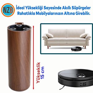 Mobilya Kapsül Ayak Yükseltici Kanepe Tv Ünitesi Koltuk Ayağı Baza Ayakları Kübik Ceviz 15 Cm