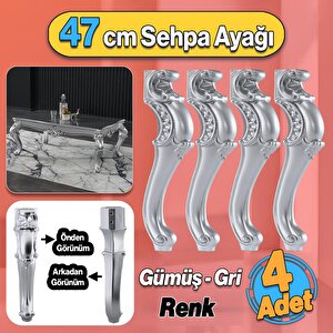 Valenta Plastik Sehpa Ayağı 47 Cm Gümüş Gri Renk 4 Adet Mobilya Zigon Çay Orta Sehpası Ayak Ayaklar