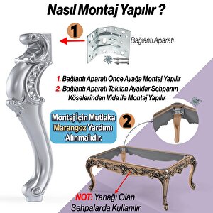 Valenta Plastik Sehpa Ayağı 47 Cm Gümüş Gri Renk 4 Adet Mobilya Zigon Çay Orta Sehpası Ayak Ayaklar