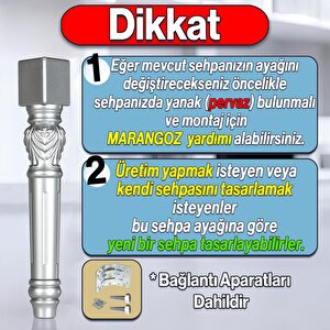 Star Plastik Sehpa Ayağı 44 Cm 4 Adet Gümüş Renk Orta Ayak Zigon Sehpa Mobilya Masa Ayakları Gri