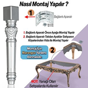Star Plastik Sehpa Ayağı 44 Cm 4 Adet Gümüş Renk Orta Ayak Zigon Sehpa Mobilya Masa Ayakları Gri