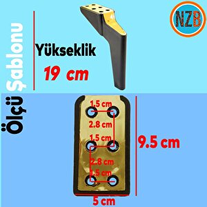 Mobilya Yükseltici Kanepe Sehpa Tv Ünitesi Koltuk Ayağı 19 Cm Siyah Gold Baza Ayak
