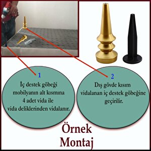Oliva Mobilya Kanepe Koltuk Tv Ünitesi Baza Ayağı Zigon Orta Sehpası Ayak Ayakları 20 Cm Mat Altın