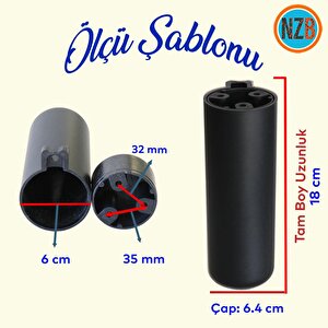 Mobilya Kapsül Ayak Yükseltici Sehpa Kanepe Tv Ünitesi Koltuk Ayağı Baza Ayakları Mat Siyah 18 Cm